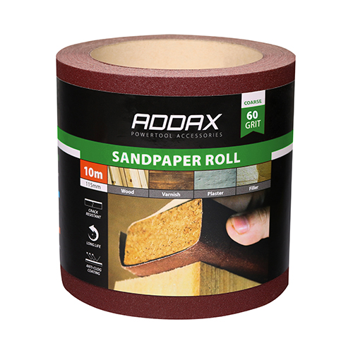 Sandpaper Roll 60 Grit Red - 115mm x 10m - Image 2