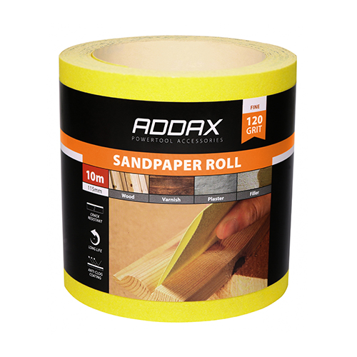 Sandpaper Roll 120 Grit Yellow - 115mm x 10m - Image 2