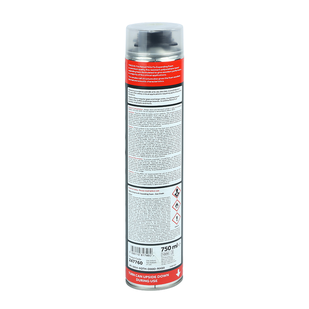 Fill & Fix Fire Rated Expanding PU Foam B1 Gun Grade - 750ml - Image 2