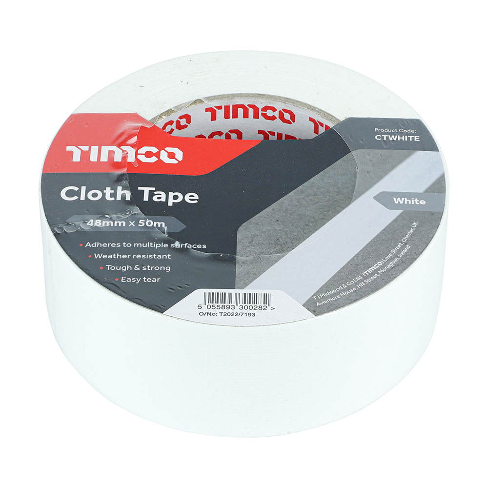 Cloth Tape White - 50m x 48mm - Image 2