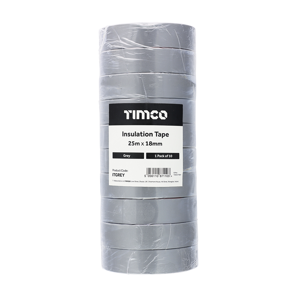 PVC Insulation Tape Grey - 25M x 18mm - 10 Pack - Image 2
