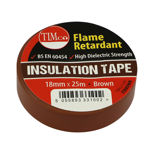 PVC Insulation Tape Brown - 25M x 18mm - 10 Pack