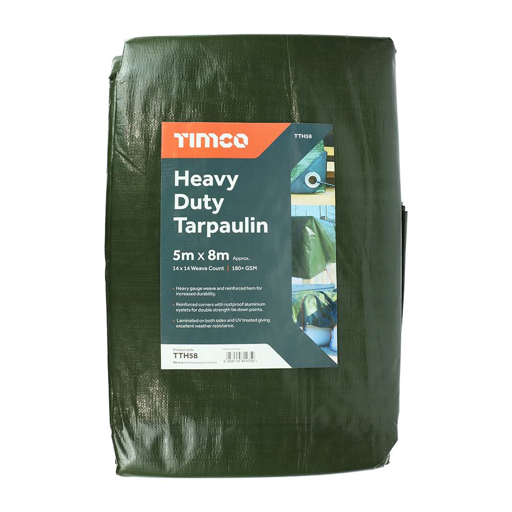 Heavy Duty Tarpaulin Green - 5 x 8m